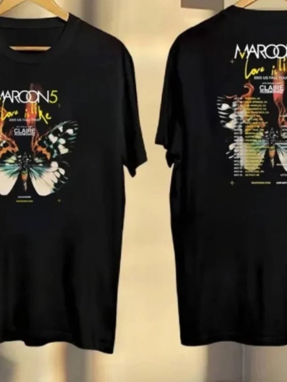 Maroon 5 Love Is Like US Fall Tour 2025 T-shirt 2 Sided T Shirt